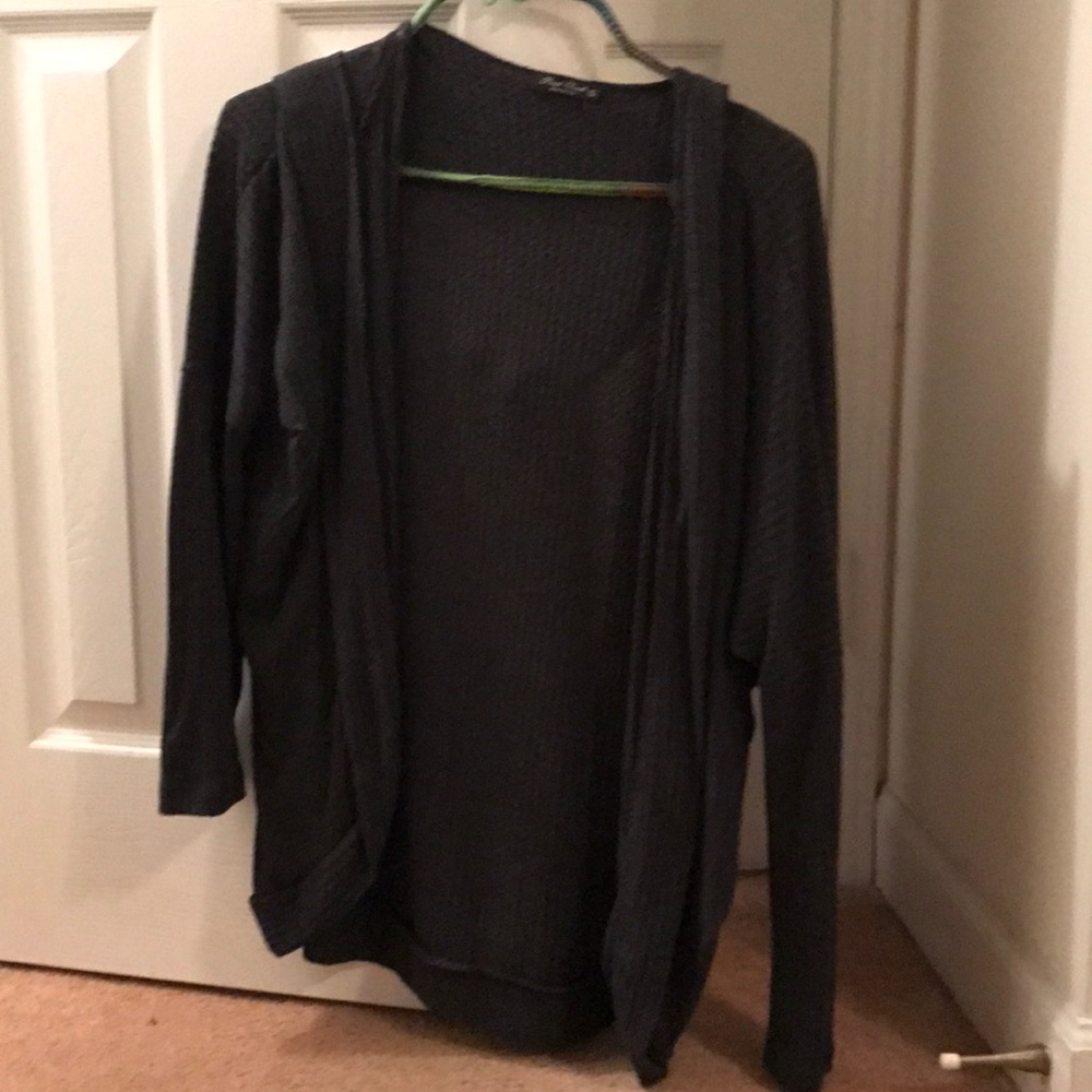 Hooded dark gray cardigan